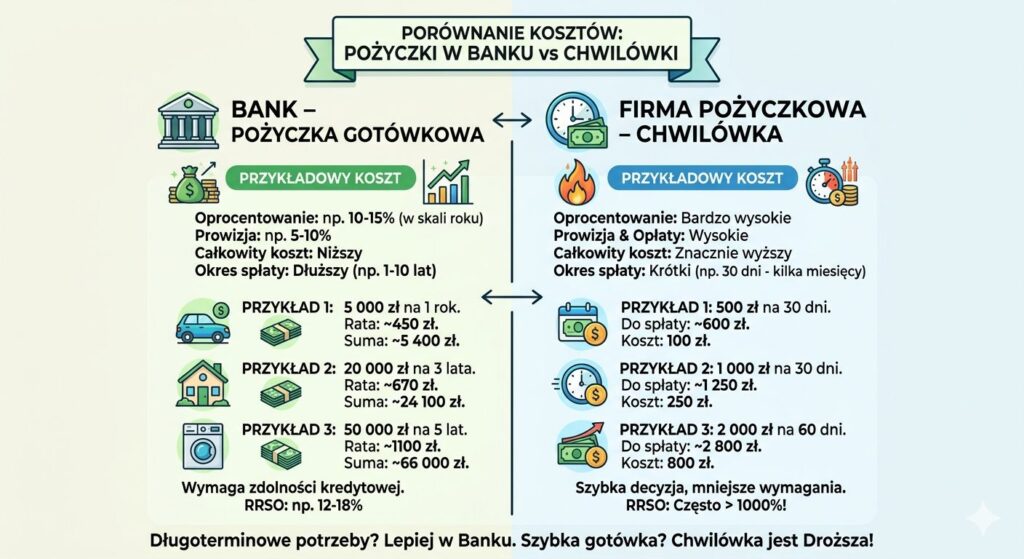 tabela porównawcza pożyczki vs chwilówki